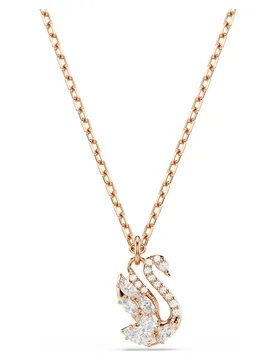 Pendente Swan, Taglio misto, Cigno, Bianco, Finitura oro rosa 18K OS - Swarovski - FashionsVida
