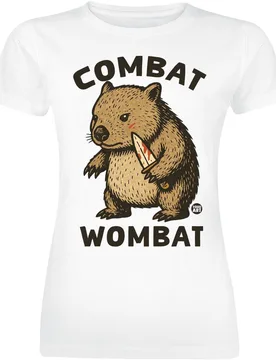 T-Shirt - Combat Wombat - S bis XXL - für Damen - Größe S - weiß - Frauen - female - Todd Goldman - FashionsVida