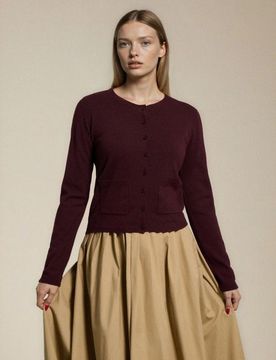 Cardigan con miscela di lana e viscosa - bordeaux
