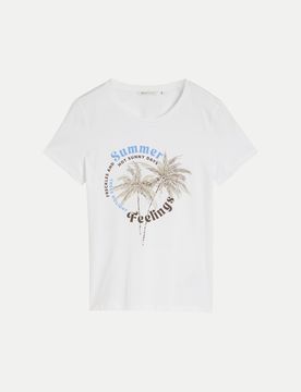 T-Shirt mit Frontprint Weiß M