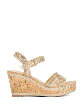 Wide Fit Buckle Wedge Sandals Gold female - Dune london - FashionsVida