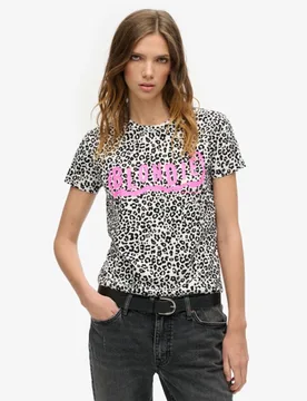 Superdry Damen Schwarz und Weiß Figurbetontes Blondie X T-Shirt Grafikdruck, Größe: 38 - 39.99 - FashionsVida