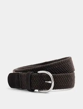 Suede Stretch Web Woven Belt Dark Chocolate male - Autograph - FashionsVida