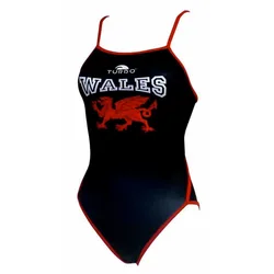 Wales Dragon Thin Strap Swimsuit Black / Red 7-8 Years Girls