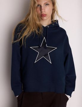 Sweatshirt mit Kapuze mit Stern Marineblau XS