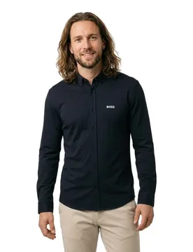 Camicia A Maniche Lunghe Motion 10263169 Dark Blue S - BOSS - FashionsVida