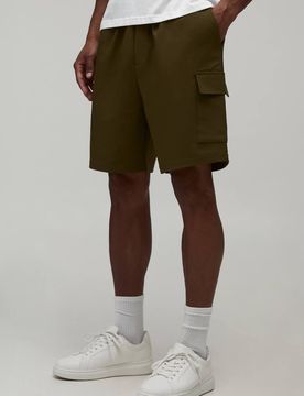 Herren Locker Geschnittene Cargo-Shorts Mit Elastischem Bund Aus Technischem Stretchstoff Khaki Größe XS