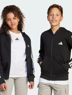 Felpa con cappuccio Essentials Full-Zip Junior 15-16A Black / White - Adidas - FashionsVida