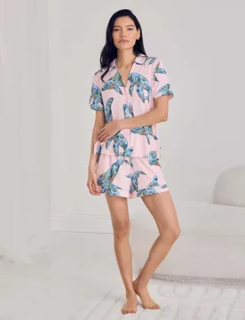 Whale Print V-Neck Shortie Set Pink Mix female - Chelsea Peers - FashionsVida
