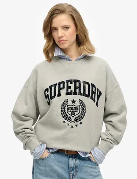 Superdry Women's Lässiges, Beflocktes Athletic Sweatshirt Grau - Größe: 42 - 64.99 - FashionsVida