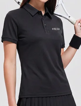 Camisa polo de mujer de unicolor con manga corta casual para fitness y actividades al aire libre, camisa polo de golf con cuello y manga corta para tr - Shein - FashionsVida