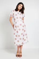 Summer Polka Dot Tea Dress - Ivory - Size: 20