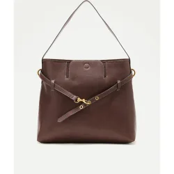 Bolso de hombro efecto piel con adorno metálico