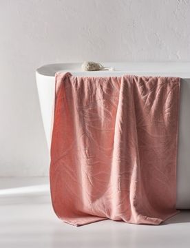 Asciugamano in cotone con motivo jacquard - rosa pastello