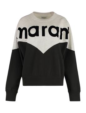 Logo Intarsia Velvet Crew-Neck Sweatshirt