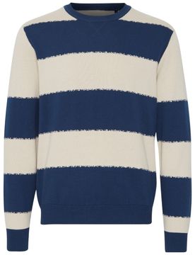 Pullover blu beige a righe larghe 20716402