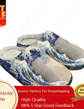 Art The Great Wave off Kanagawa Home Cotton Custom Slippers Mens Womens Sandals Plush Casual Keep Warm Shoes Thermal Slipper - Aliexpress - FashionsVida