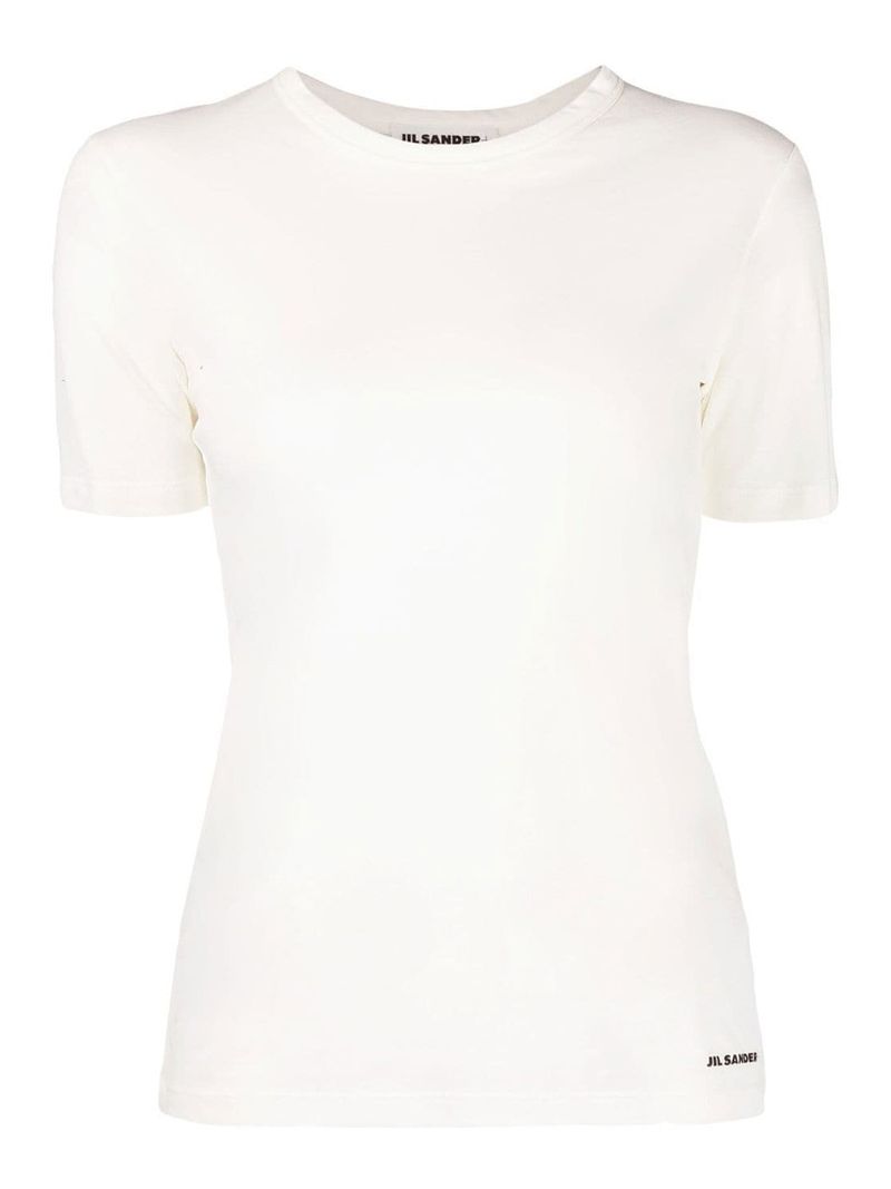 T-shirt girocollo bianca a maniche corte