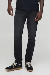Herren Basic Slim Fit Jeans Hosen Washed Black Größe 40L