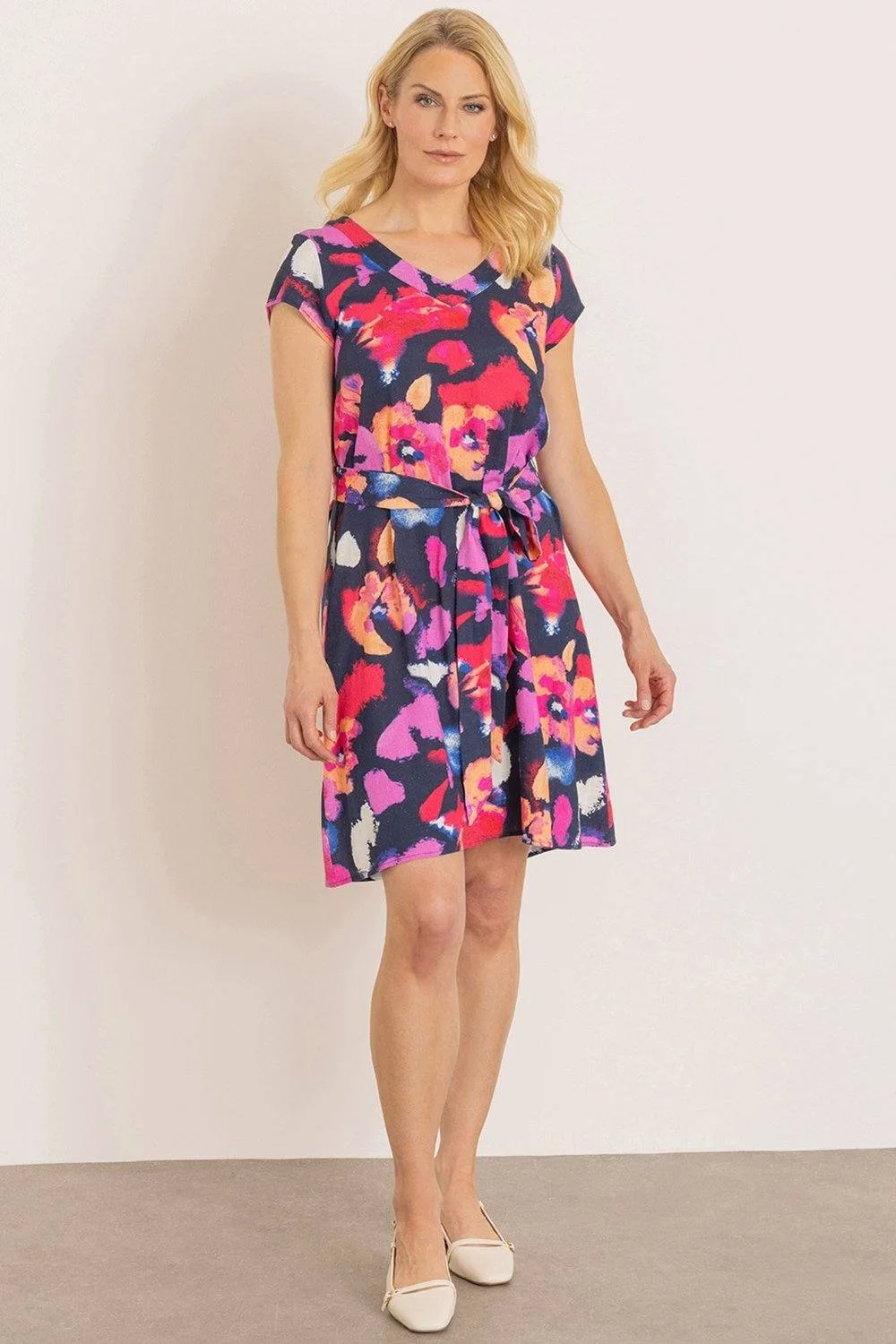 Women's Printed Self Tie Dress Size: Large - Multicolor - Size: L - Klass. - FashionsVida