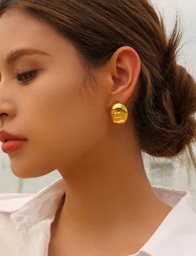 Stainless Steel PVD 18K Gold Plated Tarnish Musk Face Stud Stud Earrings For Woman Jewelry Wholesale Summer Trendy - Aliexpress - FashionsVida