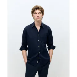 Camisa sport de twill manga larga lisa fit regular
