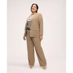 Pantalones de mujer wide leg con cinturón cierre con botón y cremallera en la parte delantera