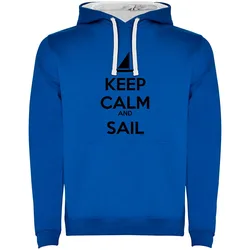 Keep Calm And Sail Two-colour Hoodie Royal Blue / White XL Men
