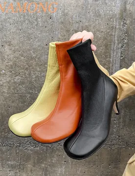 Square Toe Back Zipper Elastic Boots Monochrome Leather High-Heeled Temperament Versatile Minimalist Fashion Short Boots - Aliexpress - FashionsVida