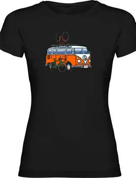 Maglietta A Maniche Corte Hippie Van Bike Black - Kruskis - FashionsVida
