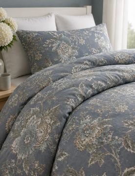 Set di biancheria da letto in cotone con motivo floreale - verde petrolio