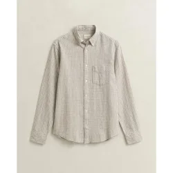 Camisa de hombre de mezcla de lino a rayas