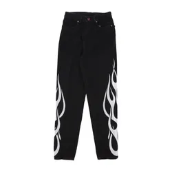 Jeans Uomo Flames Denim Pants Black/white