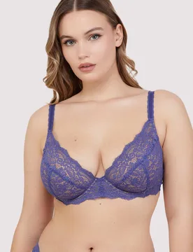 Women's Ariana Space Dust Blue Everyday Comfort 'Lace Bra' in Purple Size: 32DD - Purple - Size: 32DD - Wolf & Whistle - FashionsVida
