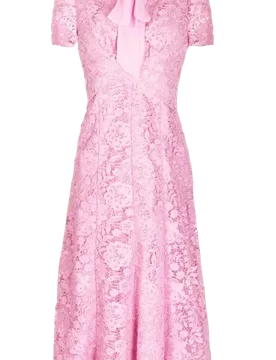 Pink Cord Lace Crossover Dress - Self Portrait - FashionsVida