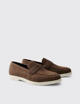 Men's Casual Faux Suede Penny Loafer Brown Size 9 Brown 9 - boohooMAN - FashionsVida