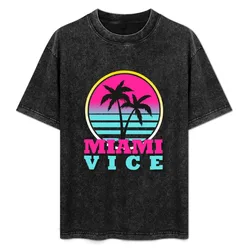 Miami Vice Beach sunset T-Shirt Casual Lightweight Short Sleeve Top