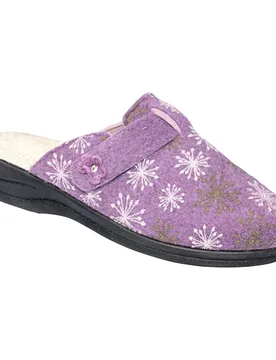 Hausschuh-Pantolette mit Wolle „Eva" 38 lila - wonderwalk Home - FashionsVida