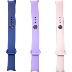 Pack de tres correas de silicona para Xiaomi Smart Band 8, azul marino, rosa y lila