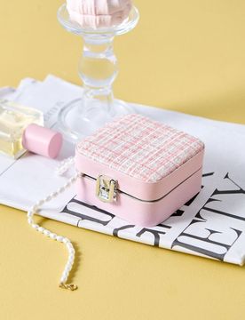Organizer per gioielli con pannello in tessuto - rosa pastello