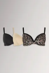 Women's Leopard Padded T-Shirt Bras Size: 44D - Multicolor - Size: 44D