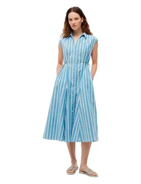 Robe Midi Sans Manches Summer Cotton Dark Night Navy / Ecru Ithaca L