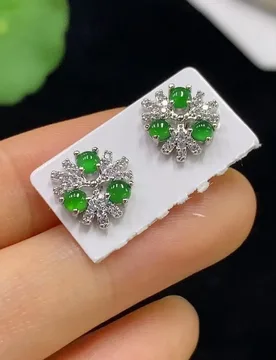 New products are on the shelves, natural jadeite A products, women's earrings with green temperament, popular girls' gifts, litt - Aliexpress - FashionsVida
