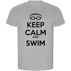 Keep Calm And Swim Eco Short Sleeve T-shirt Heather Grey L Men