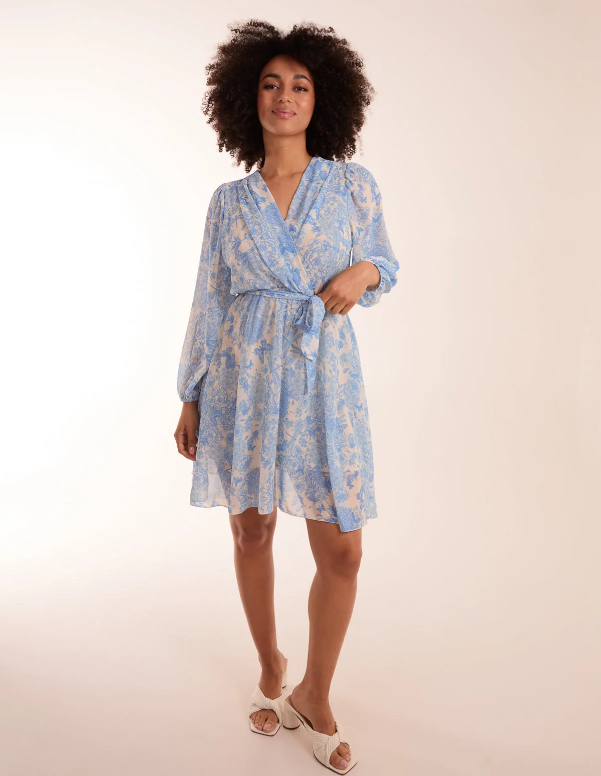 Butterfly Floral Wrap Dress - S/M / BLUE - female - Blue Vanilla - FashionsVida