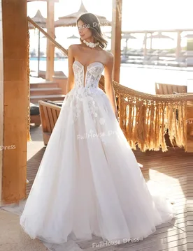 Customized Elegant Off Shoulder Tulle A-line Wedidng Dress Appliqeus Lace Backless Long Bridal Dress with Court Vestidos De - Aliexpress - FashionsVida