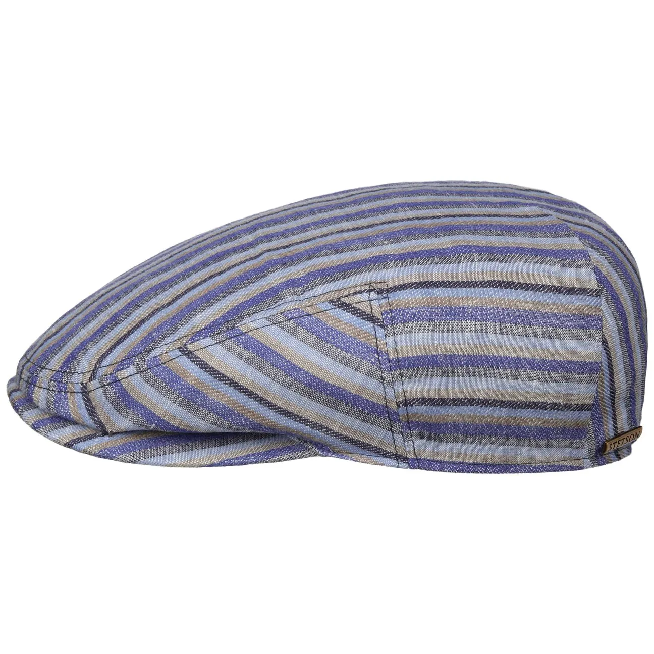 Kent Docado Stripe Flat Cap by - blue-grey - Size: L (58-59 cm) - Stetson - FashionsVida