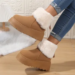 Botas de nieve para mujer 2026, unicolor, cálidas, para exteriores, casuales, cómodas, estilo bohemio, botas de nieve para mujer
