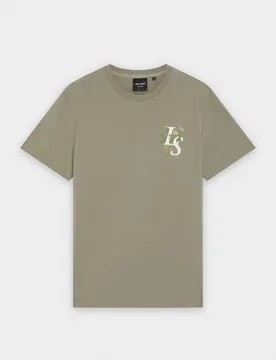Mens Graphic T-Shirt In Sage Green Cotton - Size X-Large - Lyle & Scott - FashionsVida