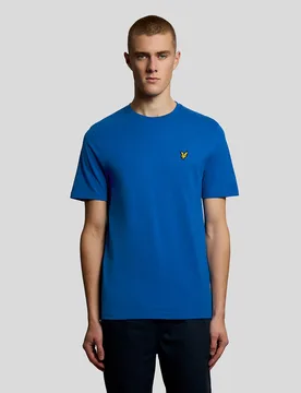 Men's Cotton Crew Neck T-Shirt in Blue - Lyle & Scott - FashionsVida